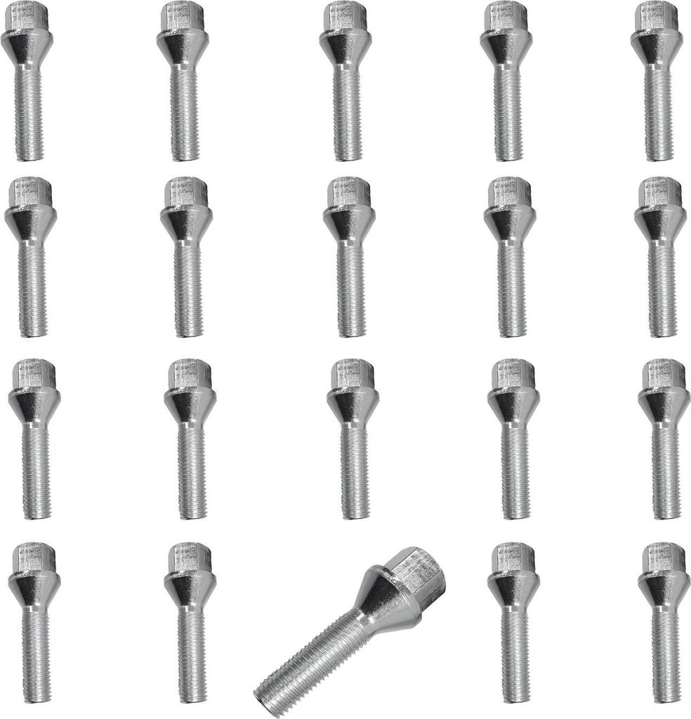 20x Radschraube M14x1,25 Kegelbund 60° schwarz 43 mm | Schlüsselweite 17 mm kompatibel mit BMW 1 F20 LCI