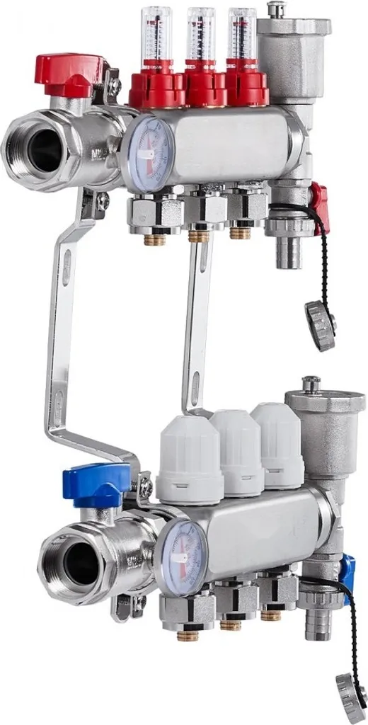 Distributeur chauffage sol 3 circuits - Indicateur débit 5L/min réglable - 12
