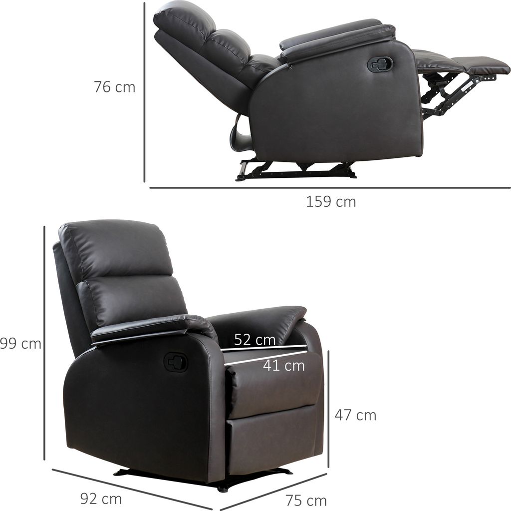 HOMCOM Relaxsessel Fernsehsessel Couch-Sessel Liegesessel Produktbild 3