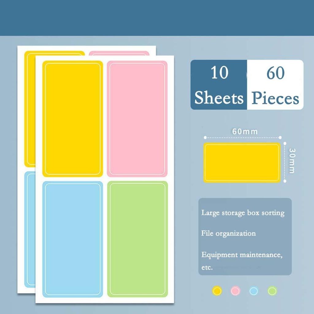 INF Bunte Selbstklebeetiketten - 10 Blatt, 60 Etiketten insgesamt
