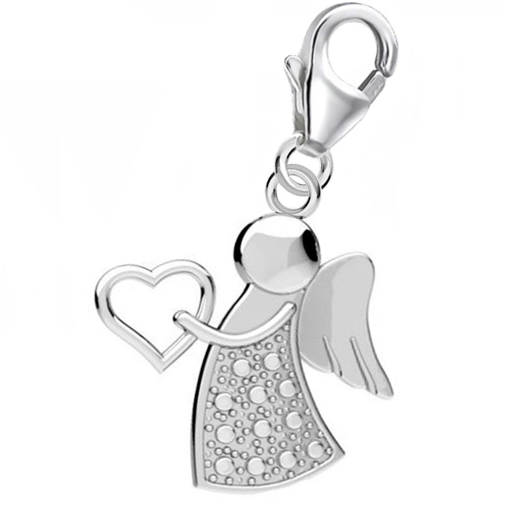 Engel Charm Anhänger mit Herz I Echtschmuck für Armband