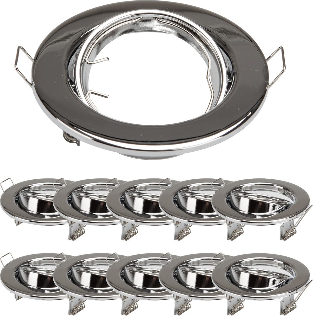 10x Einbaurahmen MR16 SET Chrom-Metall 6101-A-C Ø65 mm IP20