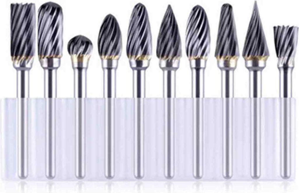 Jeu de Fraises Rotatives Acier Carbure de Tungstène Double Tranchant pour Outil rotatif, 10 Stück 1/8 Zoll Schaft passend für Drehwerkzeug zum H...