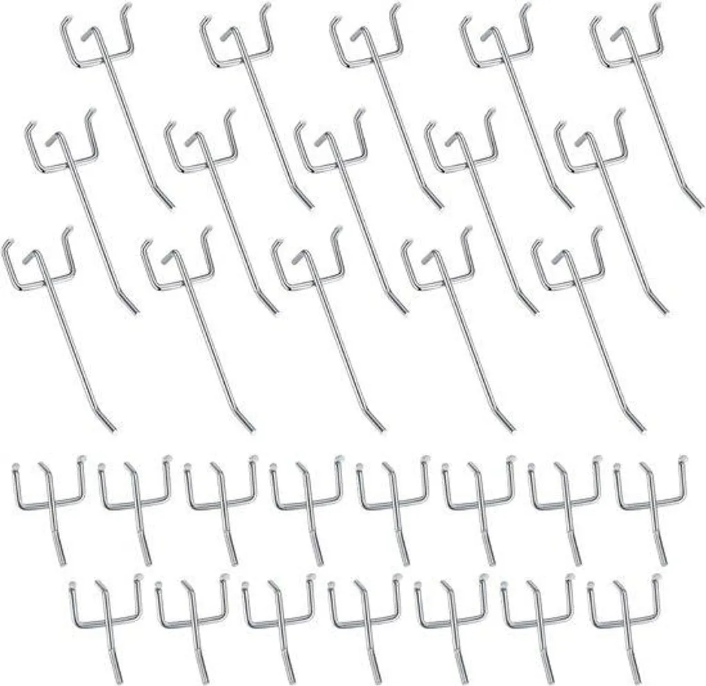 Aménager son atelier avec 30 crochets pour mur perforé de 5 et 10 cm inox