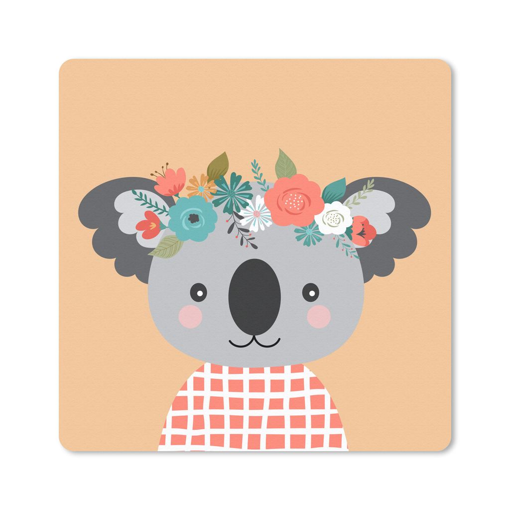 MuchoWow Mauspad Mousepad Koala - Blumen - Krone 30x30 cm - Mousepads - Maus Mat - Pad - Mausunterlage - Gaming