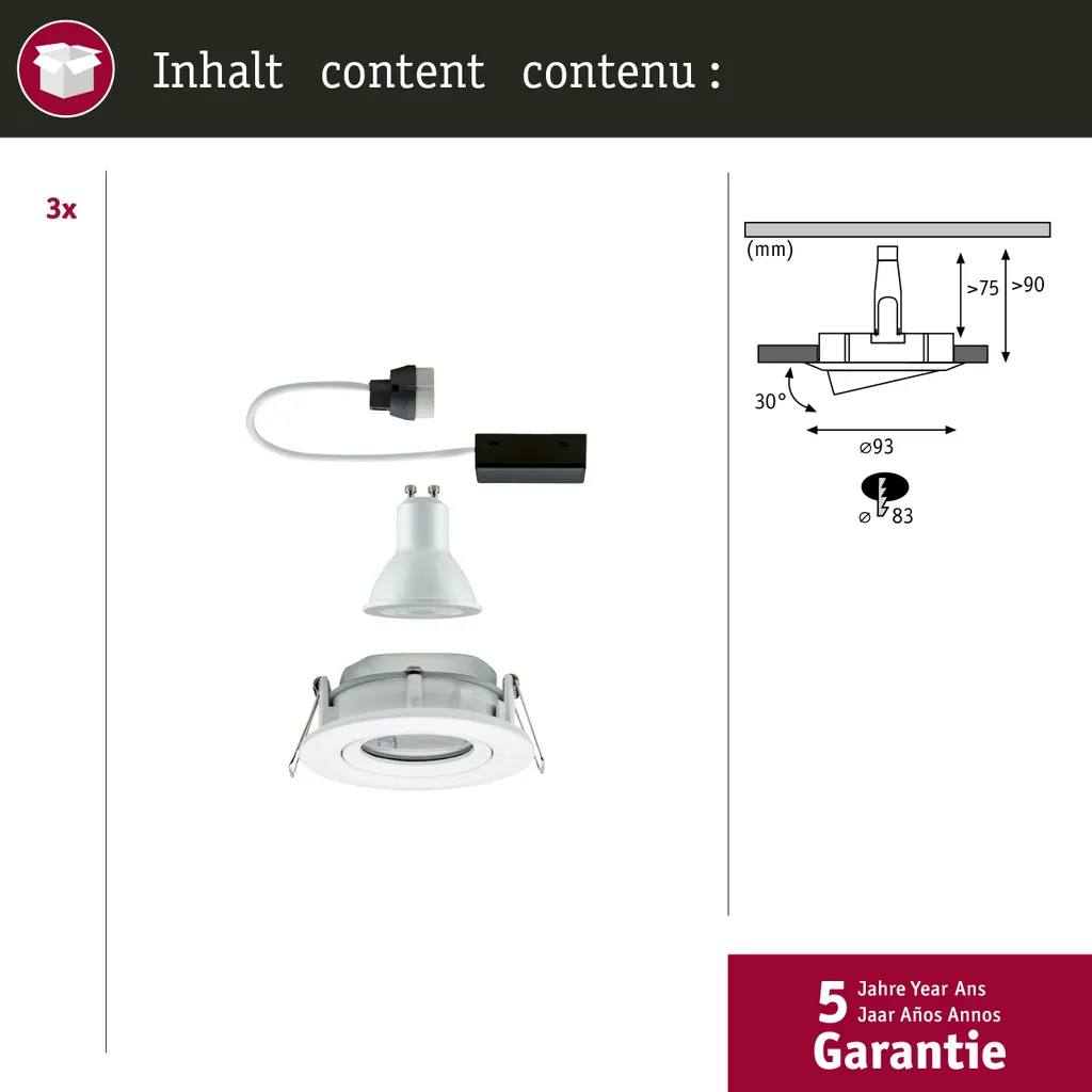 Illuminazione Design Paulmann Nova Plus | Set 3 Luci LED da Incasso - 4
