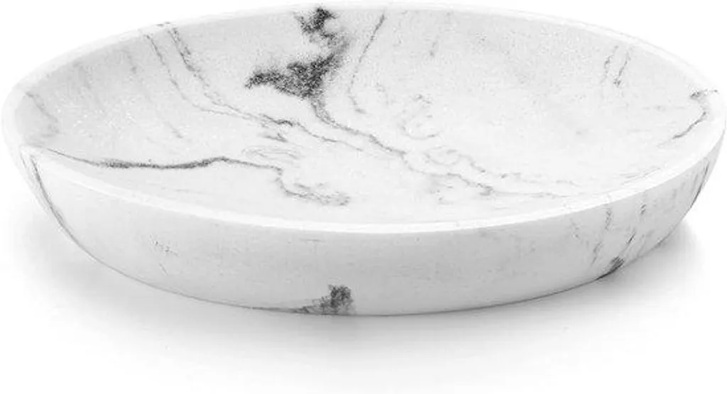 Distributeur de savon en plastique blanc aspect marbre - Design moderne