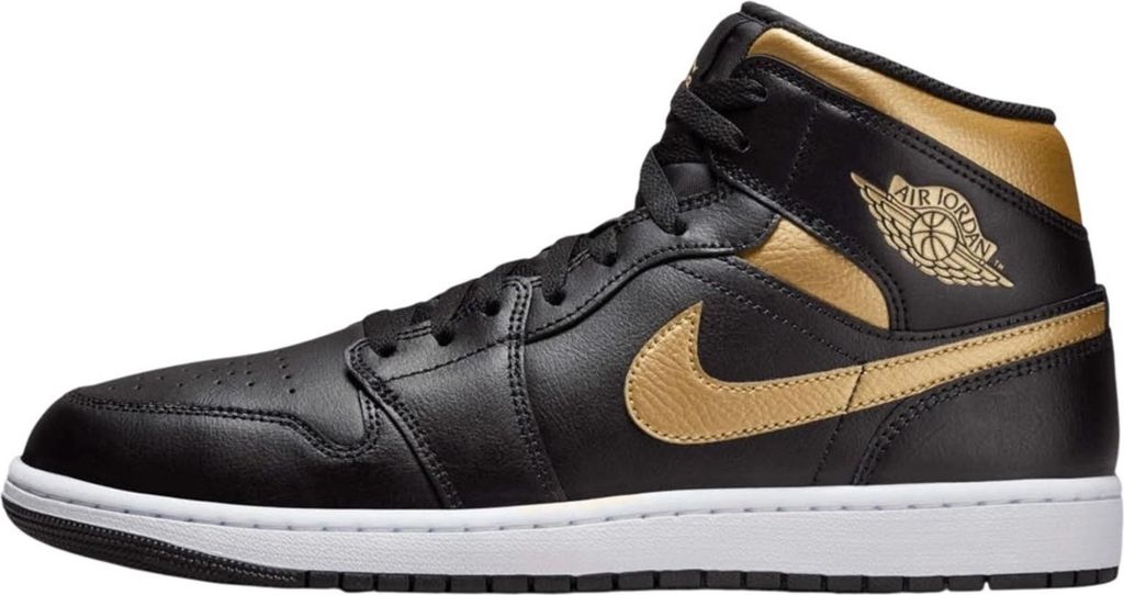 Nike Air Jordan 1 Mid "Black Metallic Gold" Schwarz/Gold, Größe: 44