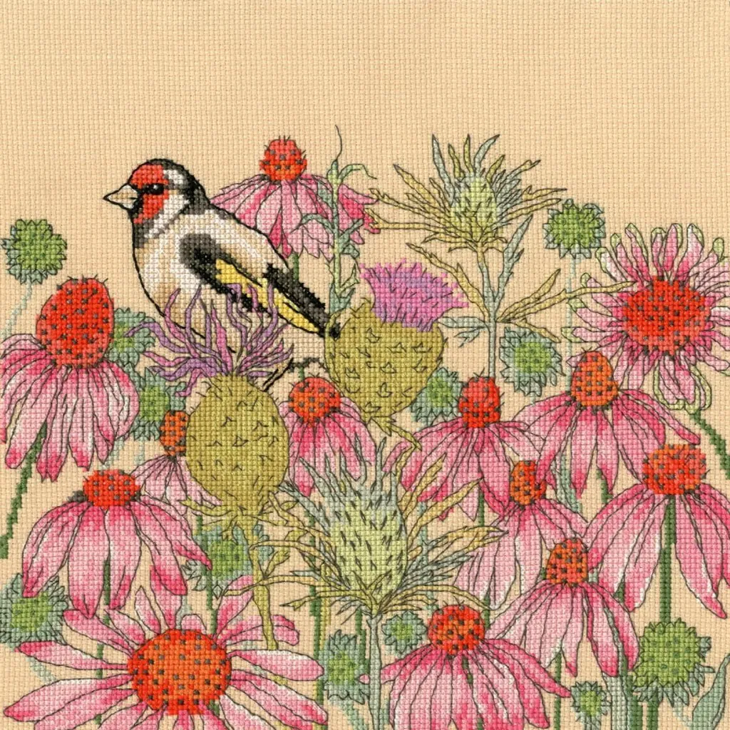 Kit point de croix floral 26x26 cm Bothy Threads toile Aida et fils