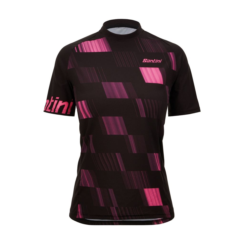 SANTINI Kurzarm Fahrradtrikot - FIBRA MTB - Schwarz/Rosa M