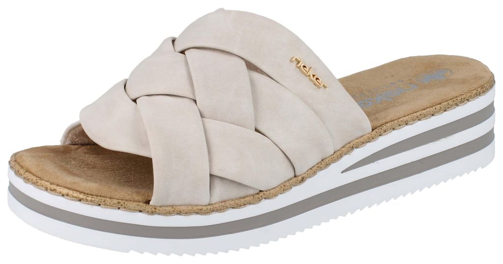 RIEKER Damen Pantolette hellbeige Kunstleder - Größe: 42 Produktbild 