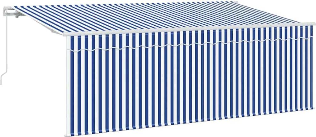 vidaXL Einziehbare Markise Gestreift Blau 350 x 200 cm Stoff