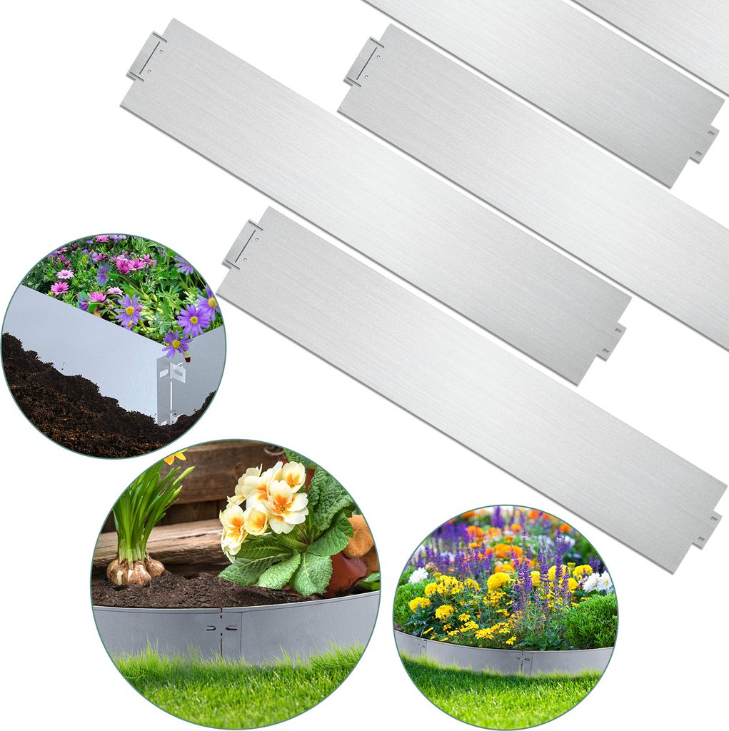 Clanmacy Rasenkante Metall Beeteinfassung Beetumrandung Mähkante Palisade Beetrand 100x18cm 30m