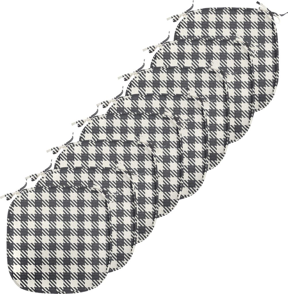 ABAKUHAUS Kariert Polster für Esszimmerstühle, Flüchtiger Diagonalstreifen, Dekoratives wasserfestes Kissen mit Riemen für Küchensitze, 40 cm ...