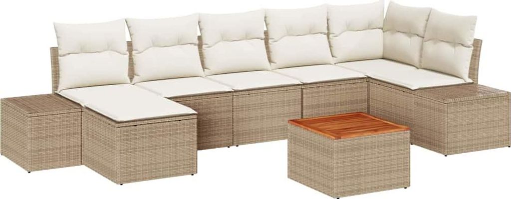 vidaXL Gartensofa-set mit Kissen 8 pcs Beige Poly-Rattan
