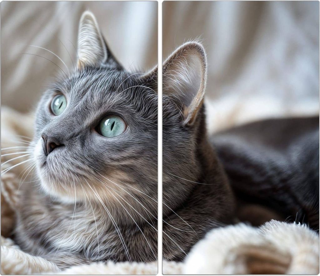 Spritzschutz Herdabdeckplatte Schneidebrett aus Glas Kuschelige Katze 2-Teilig (60x52cm)