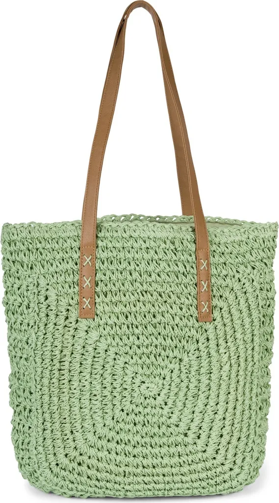 Sac d'été style bohème pour les vacances porté épaule en paille 40cm