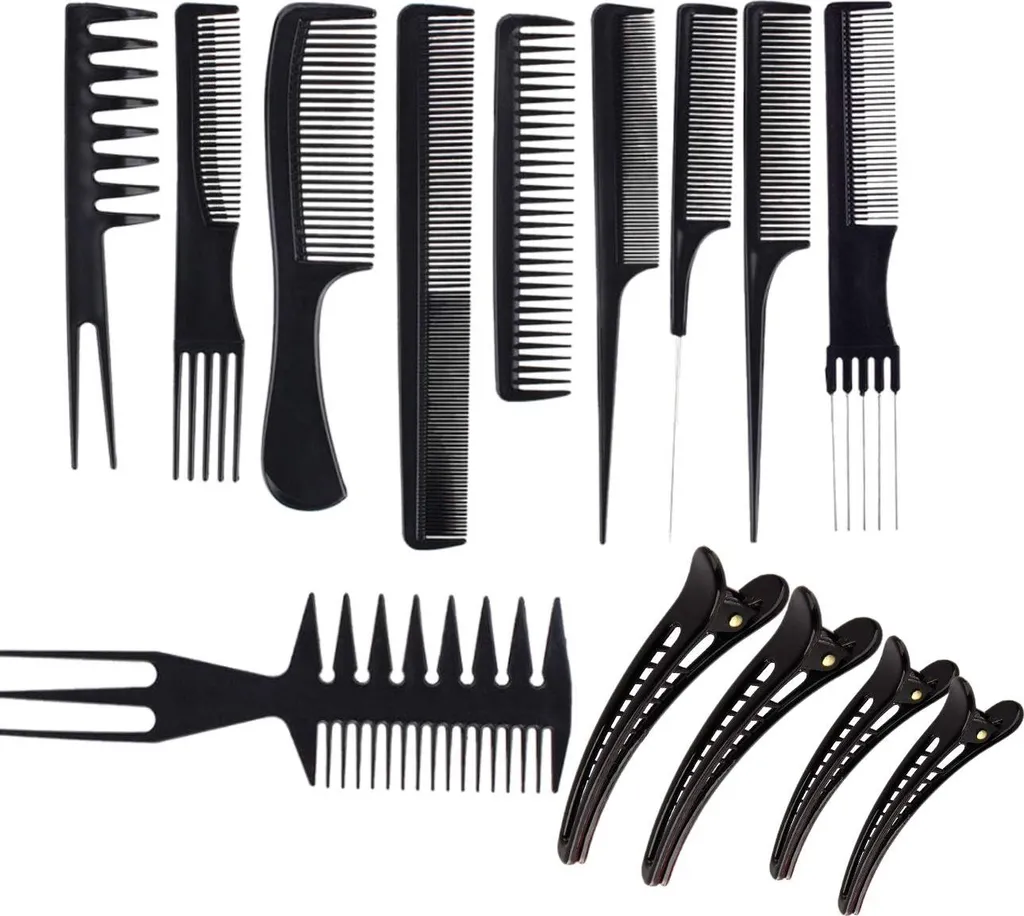Set de coiffage complet pour lissage et sectionnement - 14 pièces noir