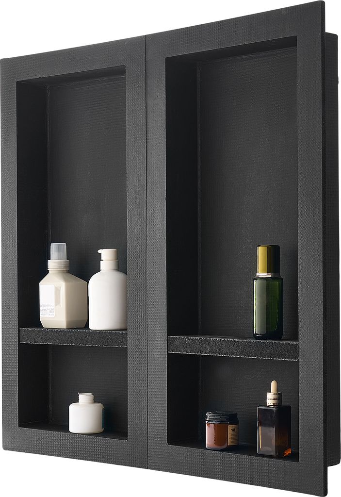 VEVOR Duschnische, 40,6 x 81,3 cm + 40,6 x 81,3 cm Wandnische mit beweglichem Regal, 10,2 cm dicker moderner Seifen- & Shampoo-Aufbewahrungs-Organi...