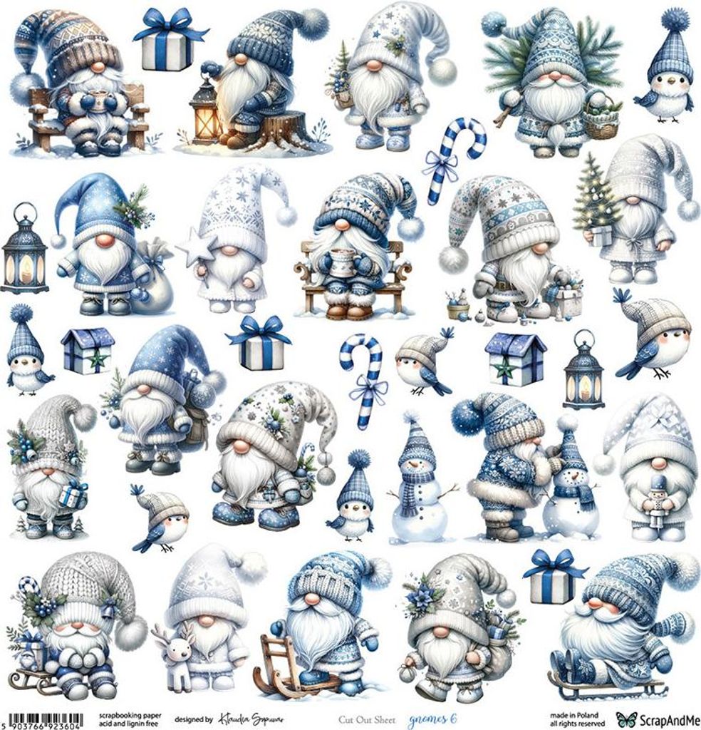 Papier do scrapbookingu 30x30 - ScrapAndMe - Gnomes 6 - Zdjęcie produktu 