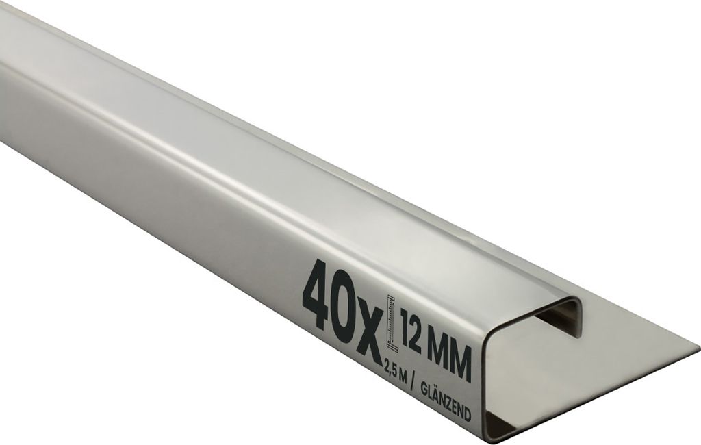 40x Quadrat Edelstahlschiene Fliesenprofil Fliesenschiene L250cm 12mm glänzend