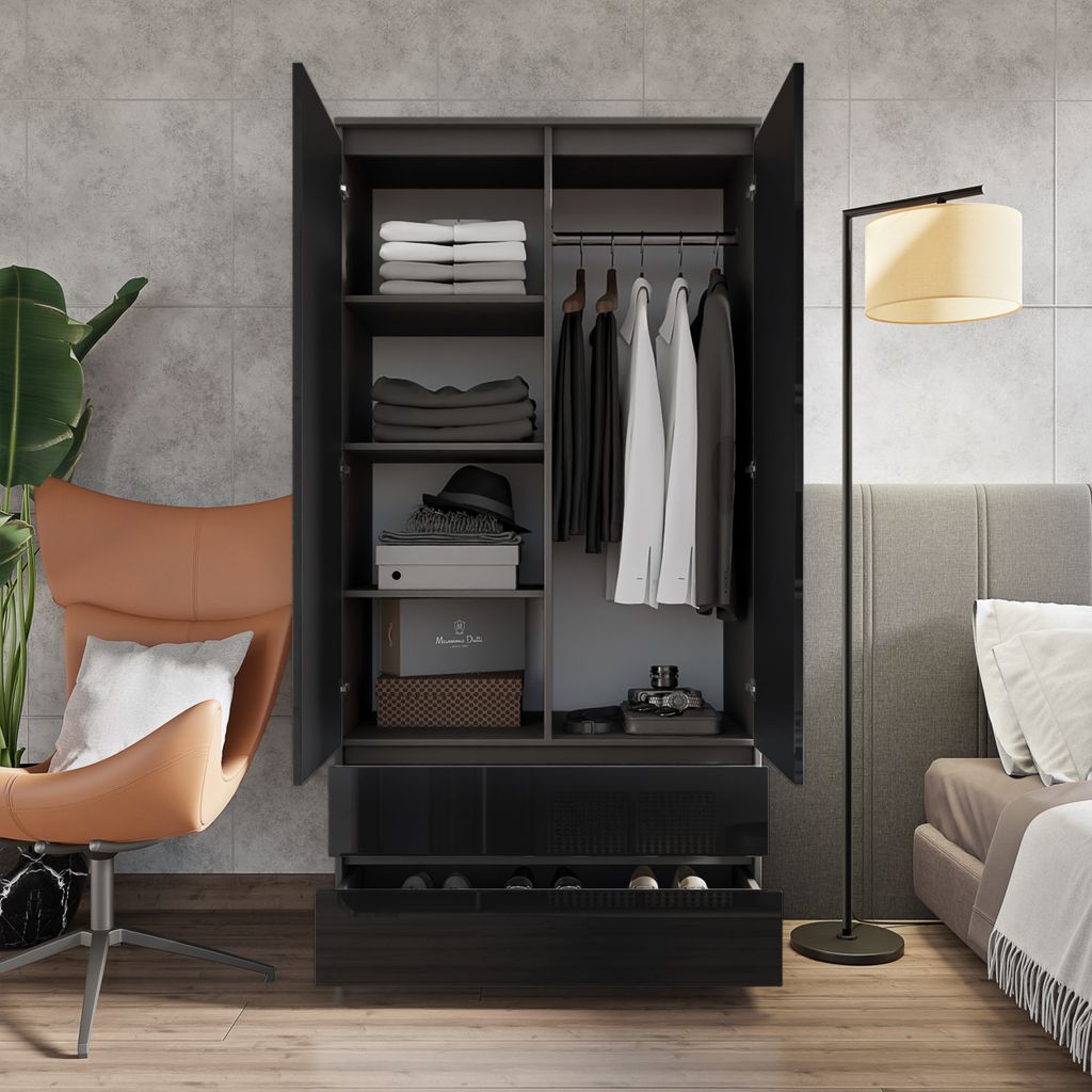 JOELLE - Kleiderschrank mit 2 Türen und 2 Schubladen -  Produktbild 4