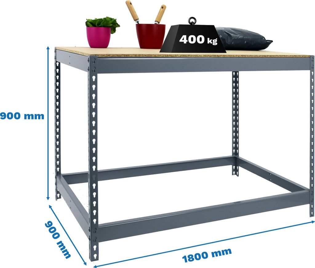 Simonrack Werkbank SIMONWORK BASIC 1 grau 180,0 x 90,0 x 90,0 cm