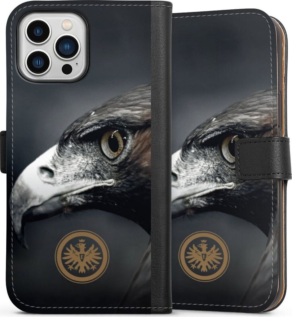 DeinDesign Klapphülle für Apple iPhone 13 Pro Max Handytasche Lederhülle Tasche Adler Eintracht Frankfurt Offizielles Lizenzprodukt
