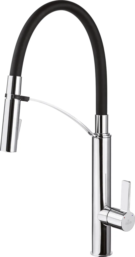 Robinet de cuisine avec douchette extractible noir mat pivotant à 360°