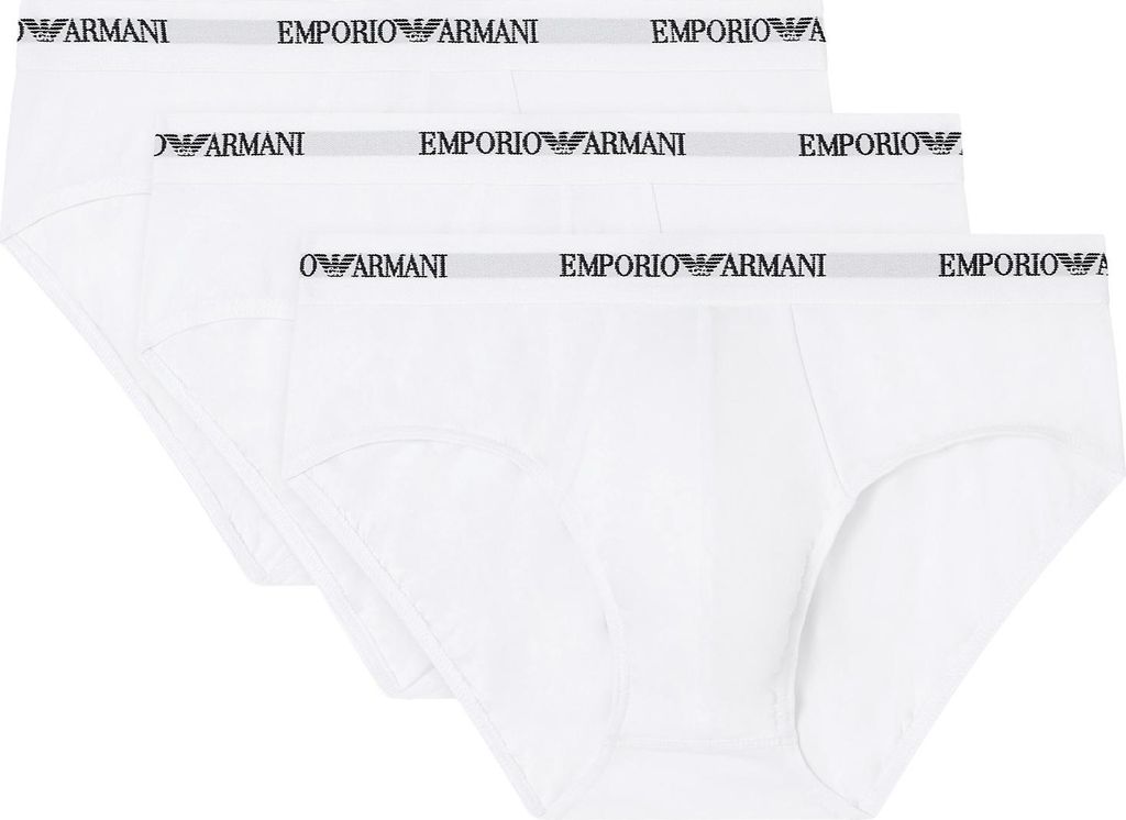 EMPORIO ARMANI Herren Slips Briefs 3er Pack Baumwolle Elasthan Farbe Weiß Größe XXL AF14131 EM000391