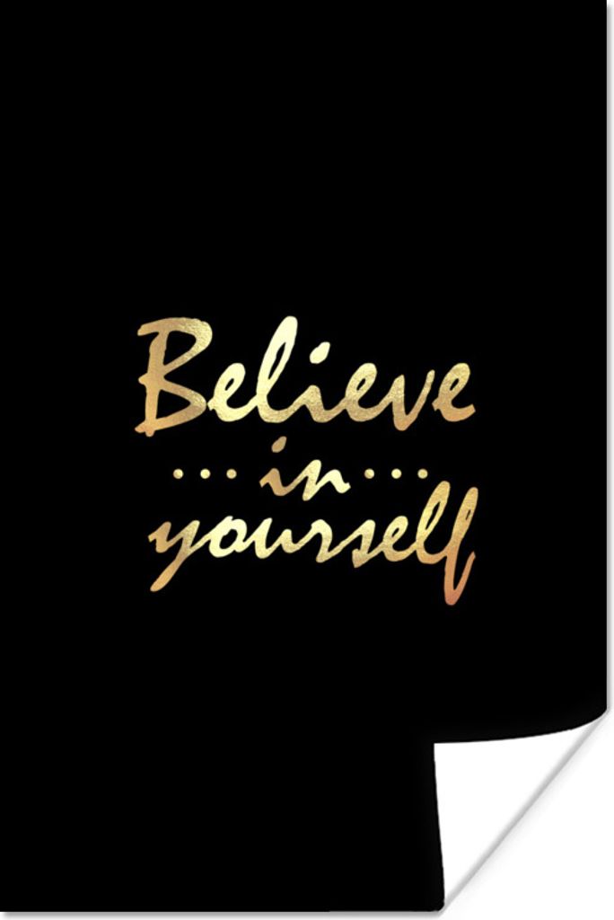 MuchoWow Poster Zitat - Zuversicht - Gold 60x90 cm - Wanddekoration