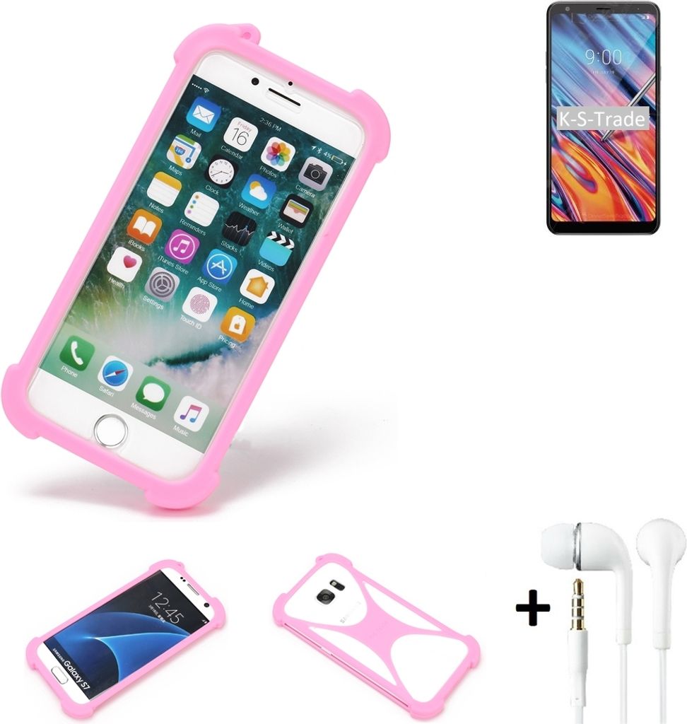 K-S-Trade Bumper + Kopfhörer kompatibel mit LG Electronics Stylo 5x Handy Hülle Schutzhülle Silikon Schutz Hülle Cover Case Silikoncase