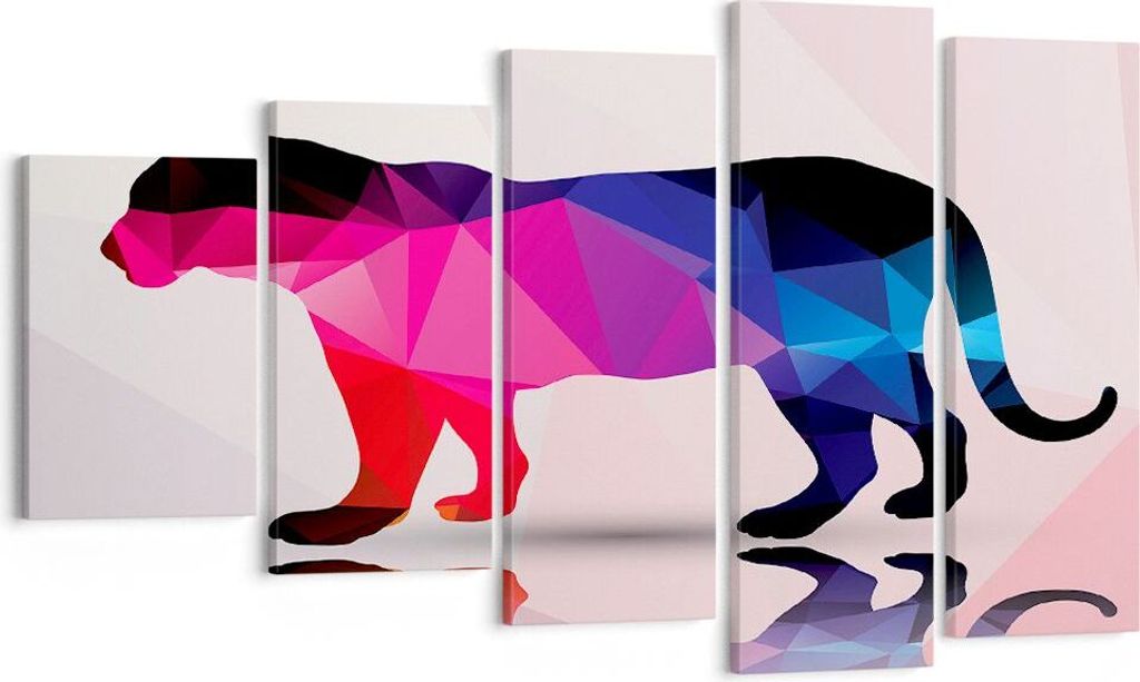 Bild auf Leinwand - Leinwandbild - Tiger Illustration modern Grafik - 100x60cm - Wand Bild - Wanddeko - Leinwanddruck - Bilder - Kunstdruck - Leinw...