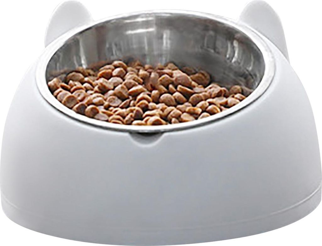 Tierfutter-Wassernapf aus Edelstahl, abnehmbar, rutschfest, Cartoon-Form, Futternapf für Hunde und Katzen, weiß