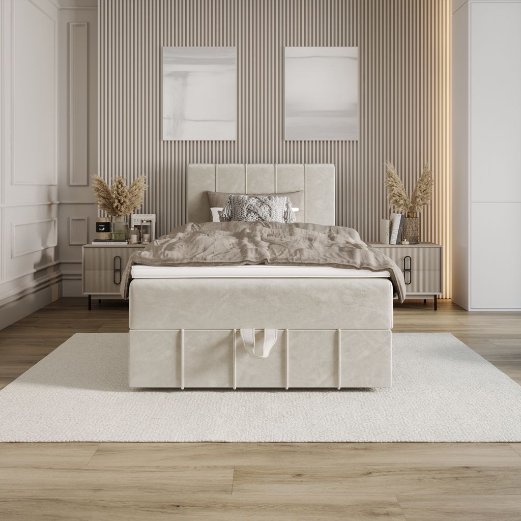 BEDANTE Boxspringbett BAHAMA 100x200 Monolith 02, Bett, Bettkasten, Einzelbett, Hotelbett, Topper, Matratze, Boxspringbett