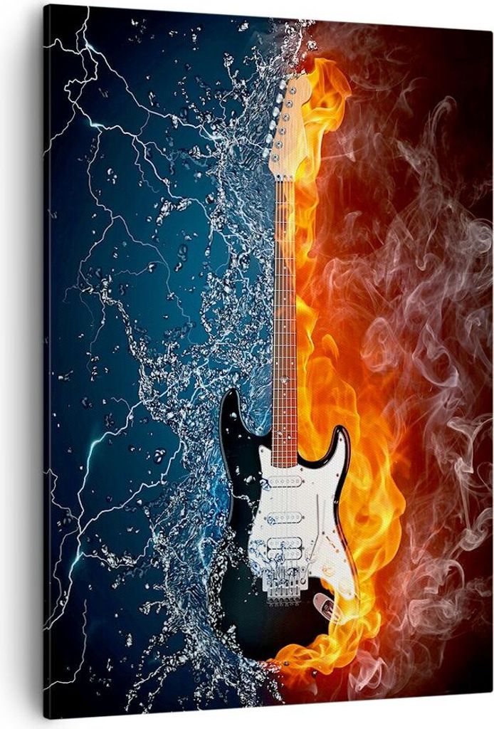 Bild auf Leinwand - Leinwandbild - Einteilig - Gitarre Instrument Musik - 50x70cm - Wand Bild - Wanddeko - Wandbilder - Leinwanddruck - Wanddekorat...