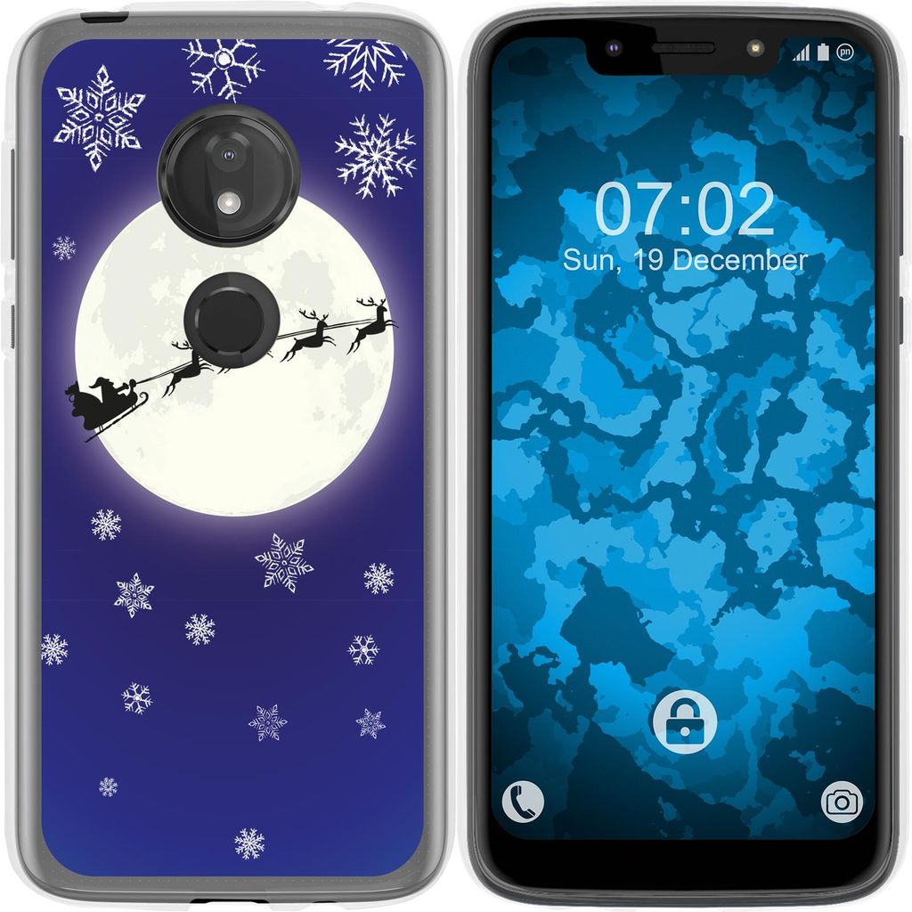 PhoneNatic Case kompatibel mit Motorola Moto G7 Play Silikon-Hülle X Mas Weihnachten Santa - Snowflakes M4