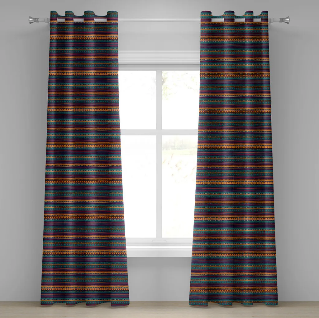 Rideau occultant partiel tribal 280x245cm pour intimité et déco colorée