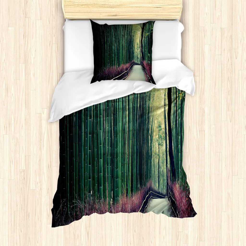 Set Copripiumino ABAKUHAUS 135x200 - Pratico, Anti-Stiro, Verde Zen