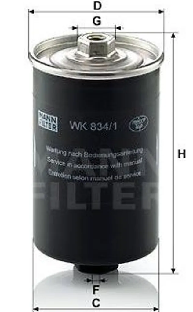 Filtre à carburant WK 834/1 avec filtration fine pour OE 443133511