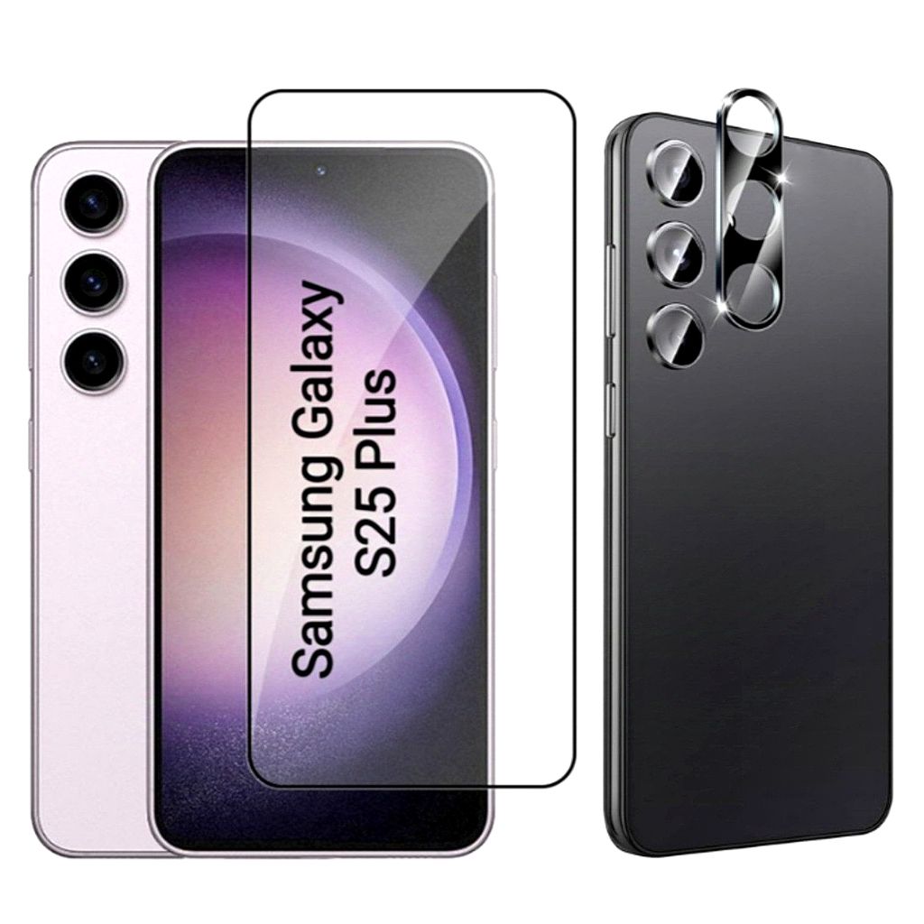 CLM-Tech 2er Set Schutzfolie kompatibel mit Samsung Galaxy S25 Plus - 1X Panzerfolie + 1X Kameraschutz Kameraglas Panzerglas Displayschutz 9H Glas ...