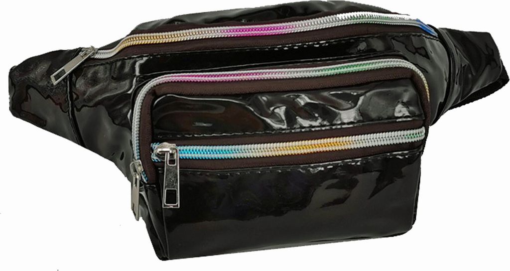 Hippe Bum Bag Bauchtasche Gürteltasche Schwarz 4x RV Festival Karneval Event