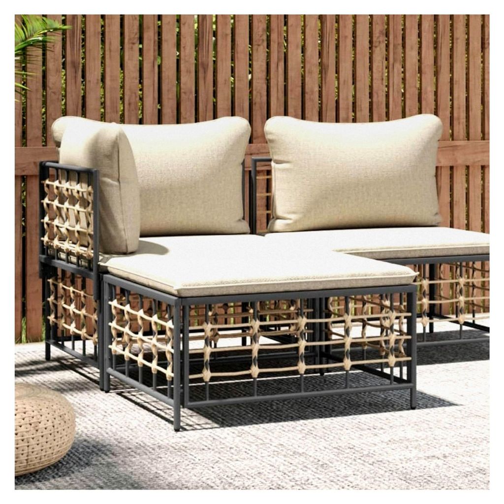 Gartenhocker mit gepolstertem Kissen, wetterfest und pflegeleicht, Gestell aus pulverbeschichtetem Stahl, modulares Design