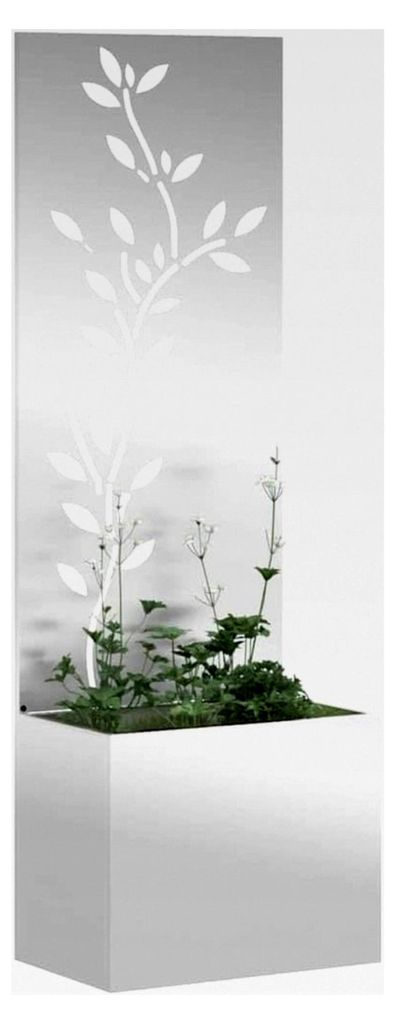 Blumenkasten mit Sichtschutz, erhöht, silberfarben, 50 x 140 cm