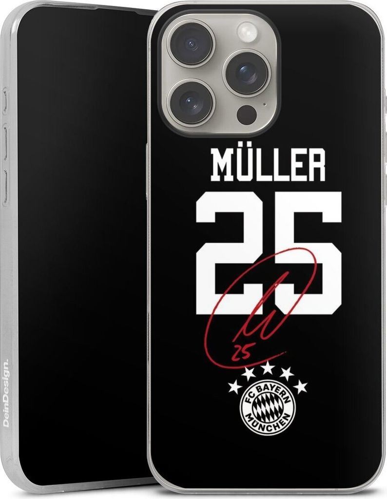 DeinDesign Slim Hülle für Apple iPhone 16 Pro Max Silikon Case Ultra Dünn Handyhülle FC Bayern München FCB Thomas Müller