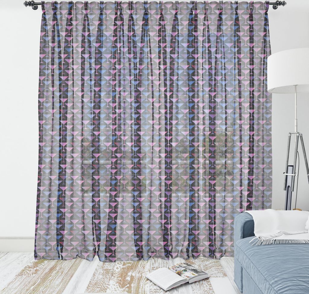 ABAKUHAUS Wodka Soda Wandteppich, Repetitive Martini-Gläser Cocktails polygonale Muster, Wohnzimmer Schlafzimmer seidiges Satin Wandtuch, 210 cm x...