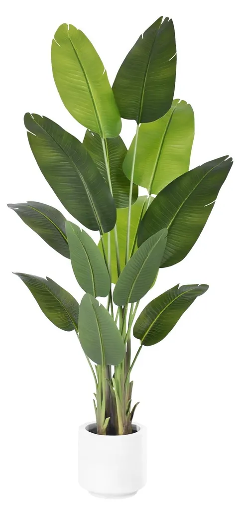Grande Plante Artificielle Oiseau de Paradis en Pot Blanc Style Exotique