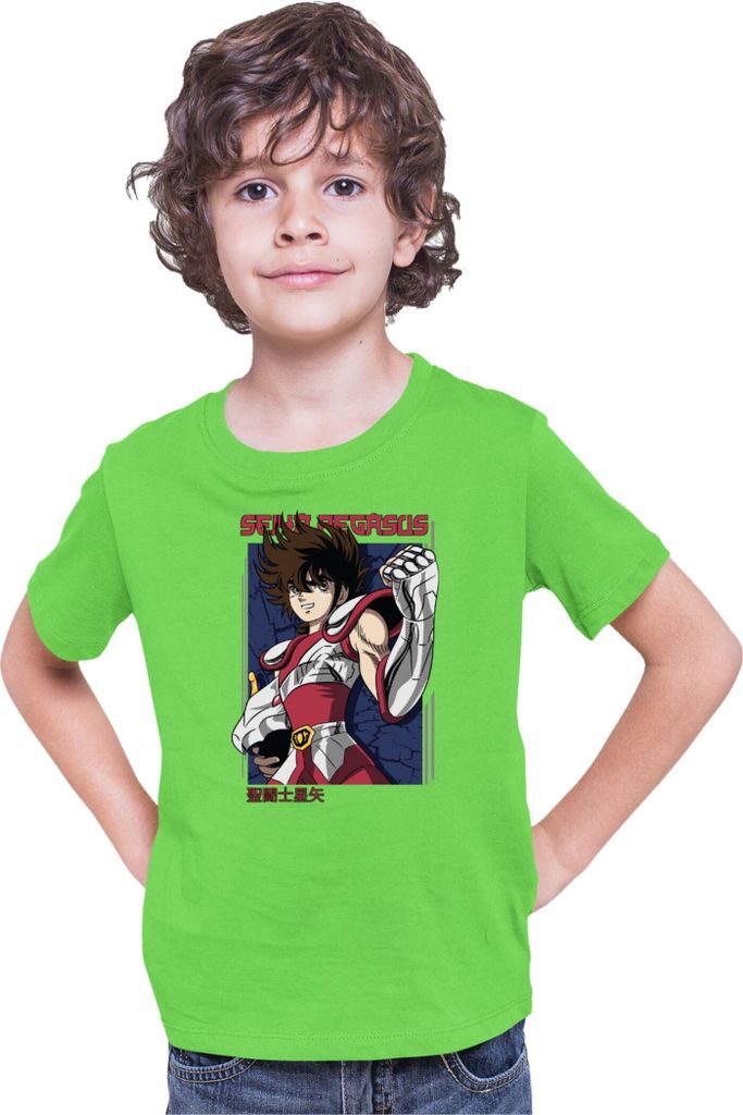 Kinder T-Shirt Japan Anime Manga Saint Anime Seiya Pegasus Seiya 04 Pegasus Seiya, 12-13 Jahr - 152 / Lime