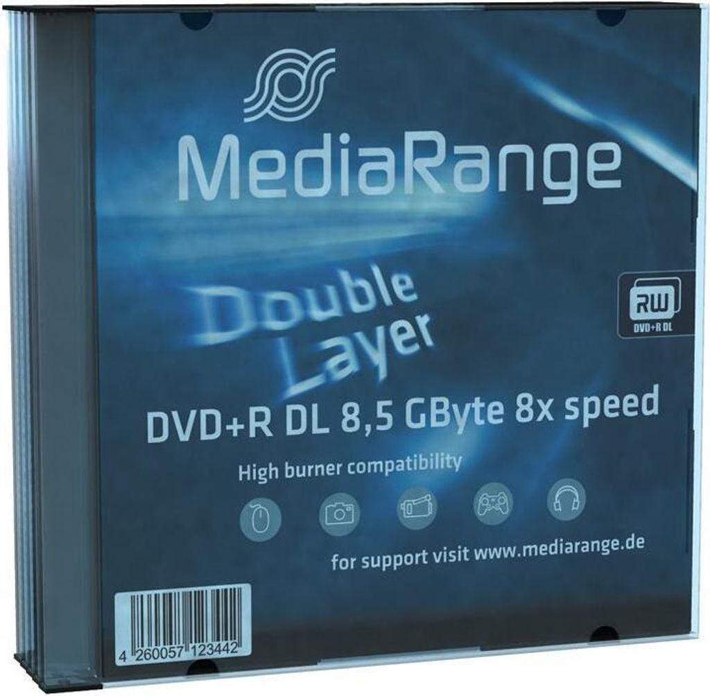 MediaRange MR465, DVD+R DL, Slimcase, 5 Stück(e), 8,5 GB