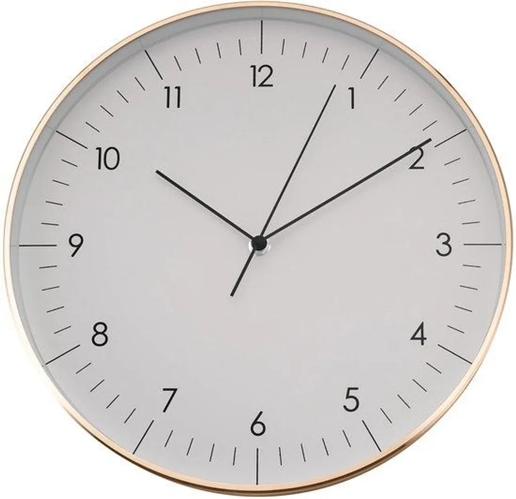 Horloge murale silencieuse 31 cm quartz blanche dorée sans tic-tac
